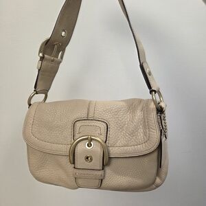 Coach 11842 Vintage Cream Pleated Soho Leather w/Buckle Shoulder Bag